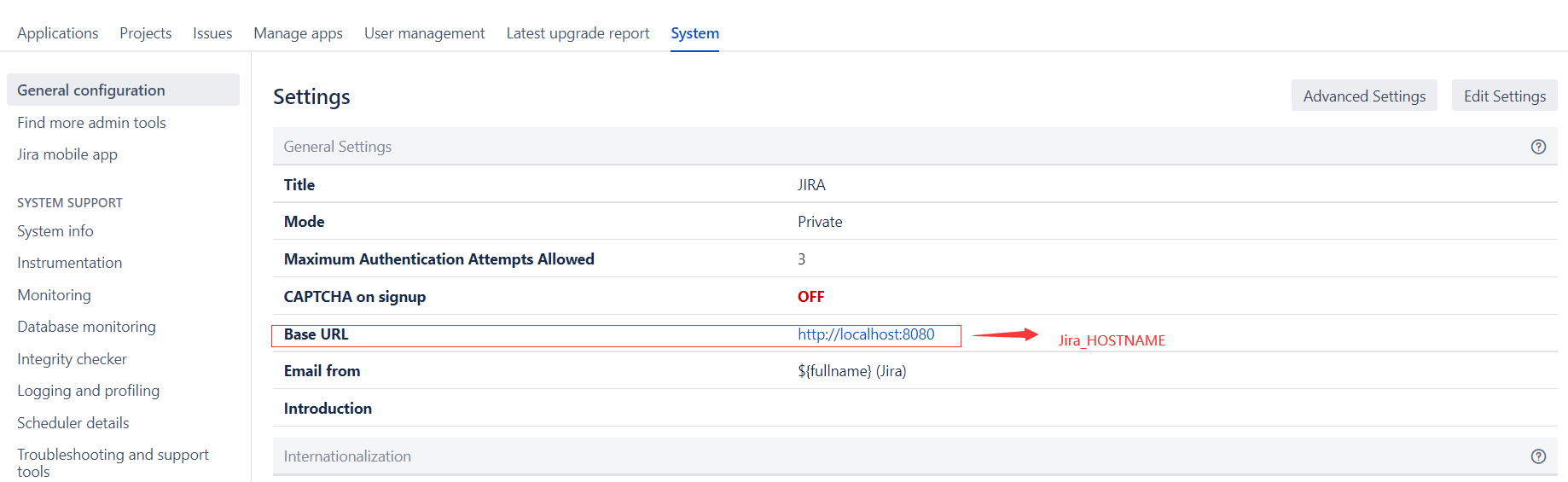 عنوان URL لـ Jira