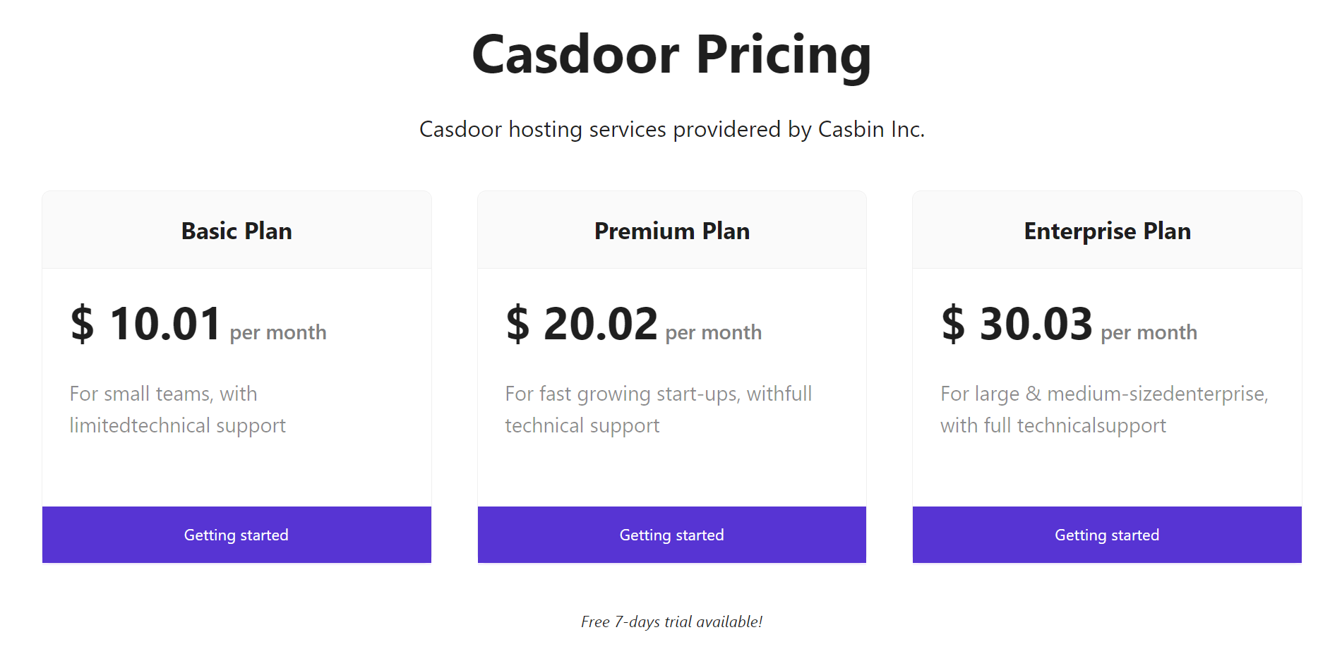 pricing example