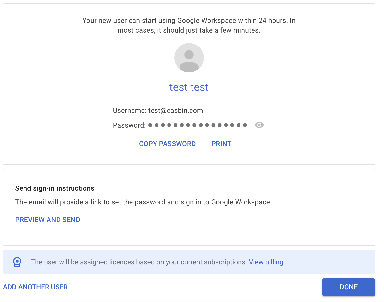 Add a user in Google Workspace