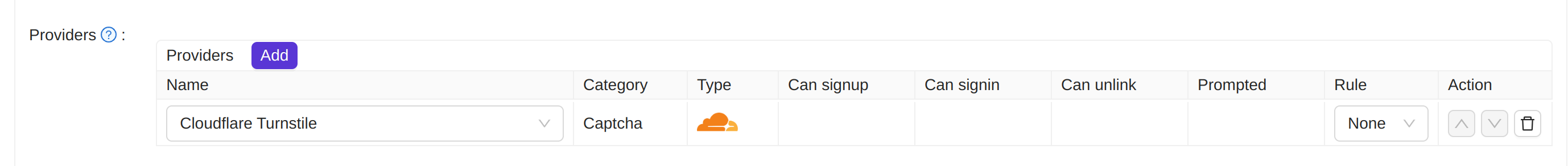 Application fournisseur Cloudflare Turnstile