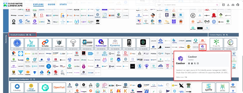 Casdoor on CNCF Landscape - Security and Compliance section