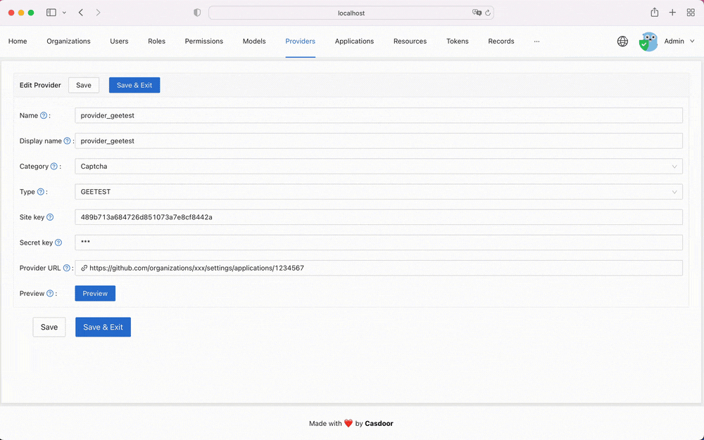 Configure o provedor do aplicativo
