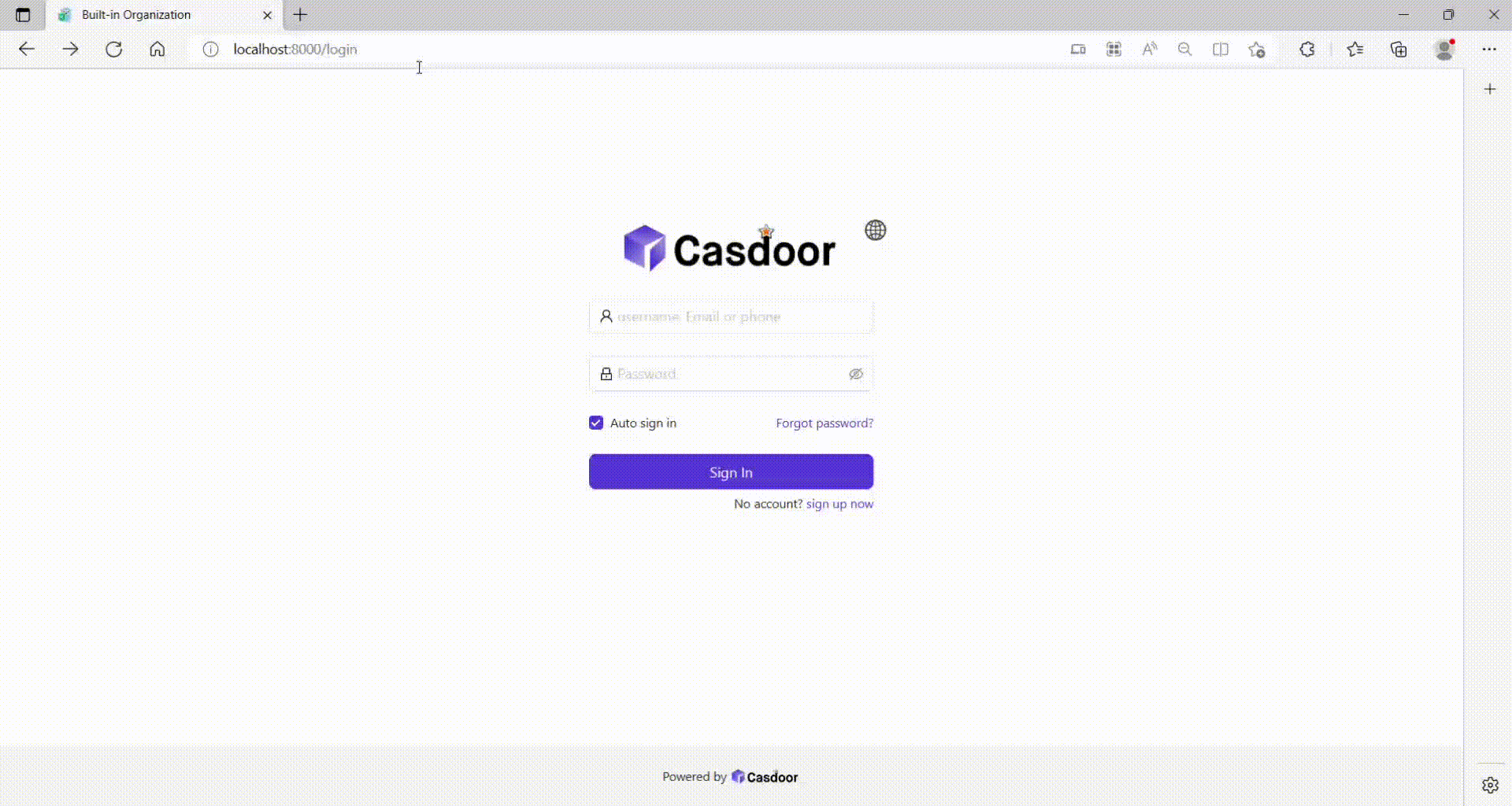 Configuração do Aplicativo Casdoor